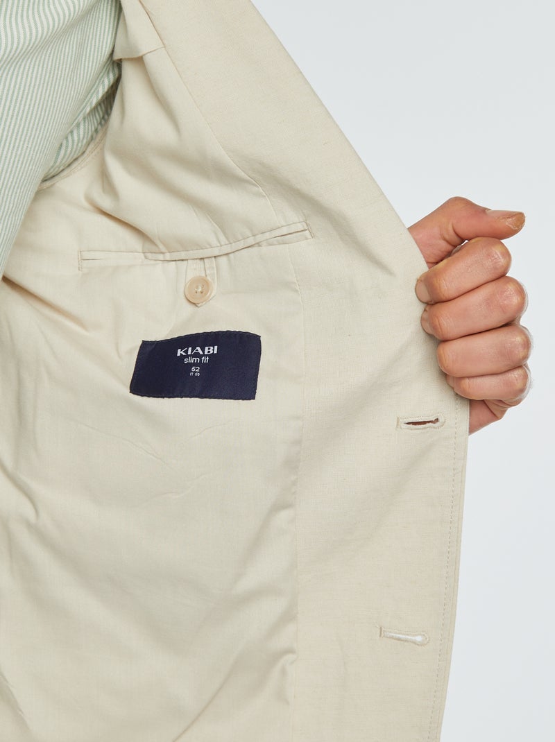 Chaqueta de mezcla de lino beige - Kiabi