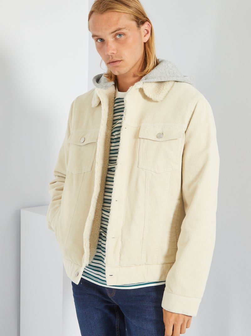 Chaqueta de pana con capucha BLANCO - Kiabi