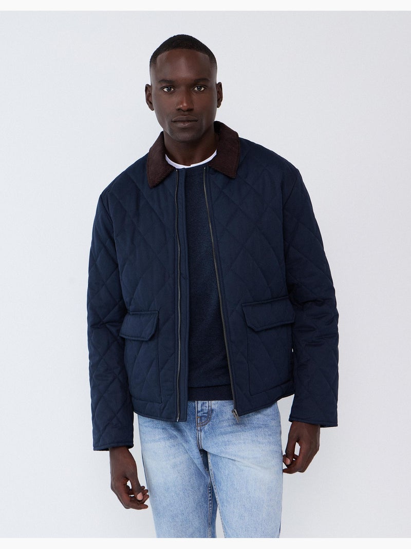Chaqueta de pana con cuello, mo fashion Azul - Kiabi