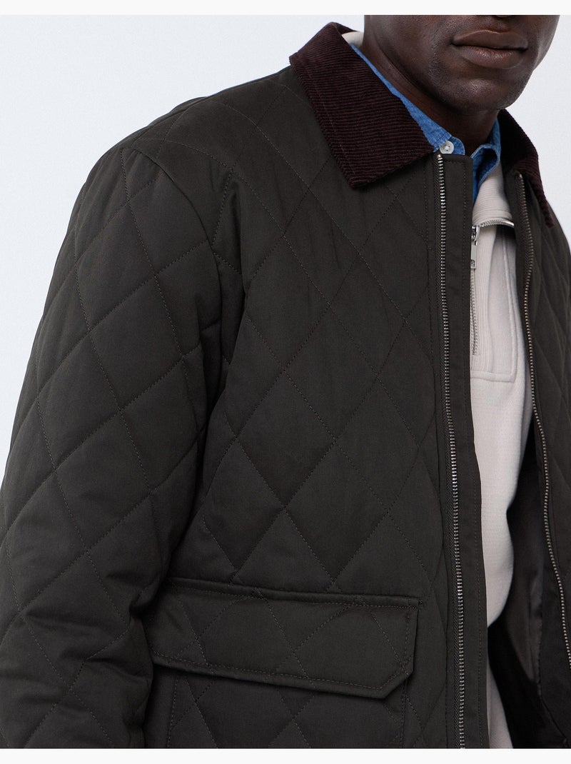 Chaqueta de pana con cuello, mo fashion Verde - Kiabi