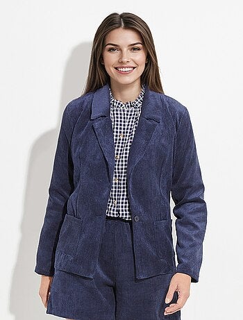 Chaqueta de pana de cintura ancha, cuello sastre - Afibel