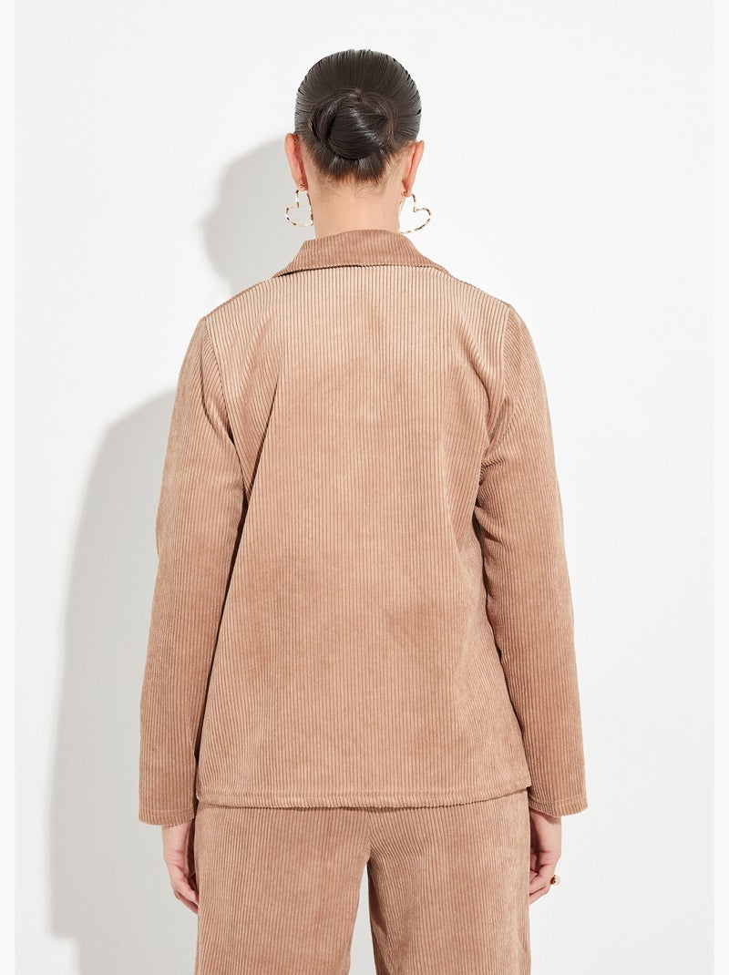 Chaqueta de pana de cintura ancha, cuello sastre - Afibel Camel - Kiabi
