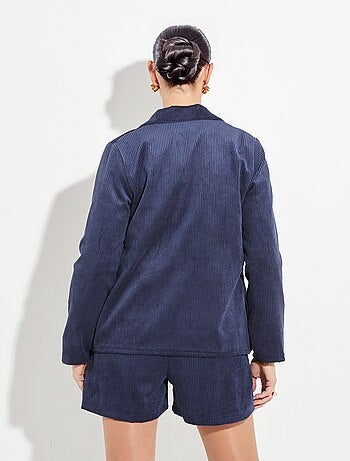 Chaqueta de pana de cintura ancha, cuello sastre