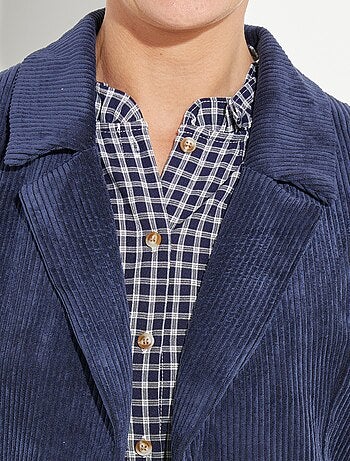 Chaqueta de pana de cintura ancha, cuello sastre