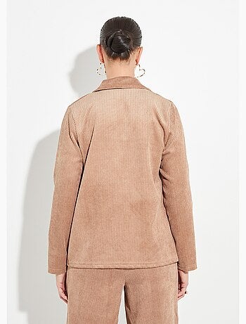 Chaqueta de pana de cintura ancha, cuello sastre