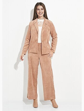 Chaqueta de pana de cintura ancha, cuello sastre