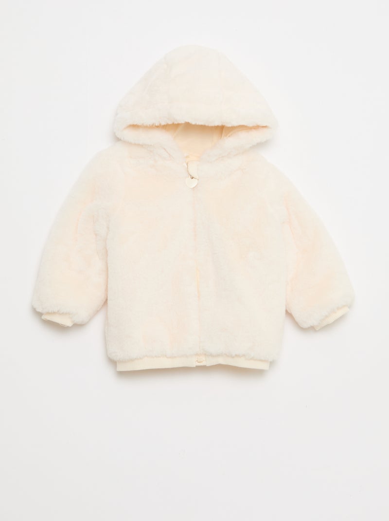 Chaqueta de pelo sintético con capucha Blanco - Kiabi