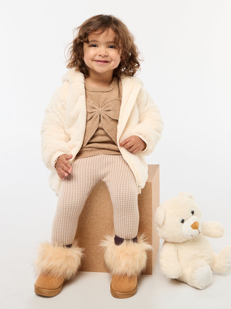 Chaqueta de pelo sintético con capucha Blanco - Kiabi