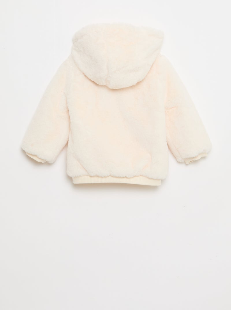 Chaqueta de pelo sintético con capucha Blanco - Kiabi