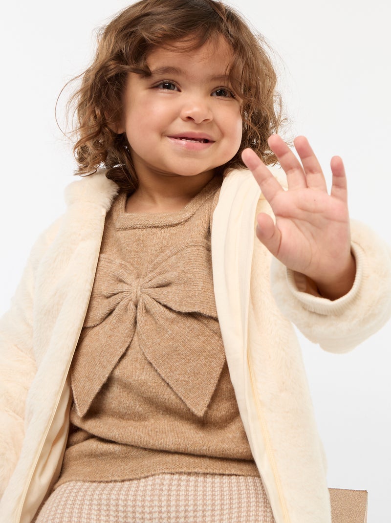 Chaqueta de pelo sintético con capucha Blanco - Kiabi