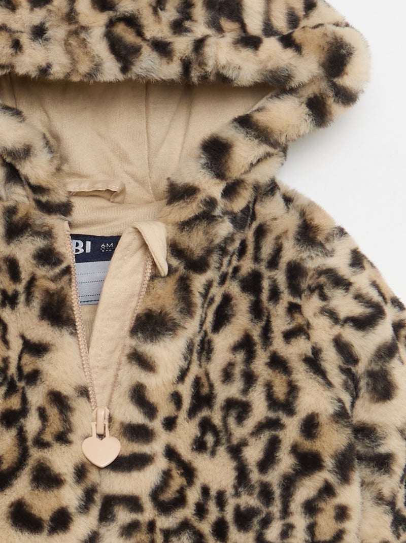 Chaqueta de pelo sintético con capucha Marron - Kiabi