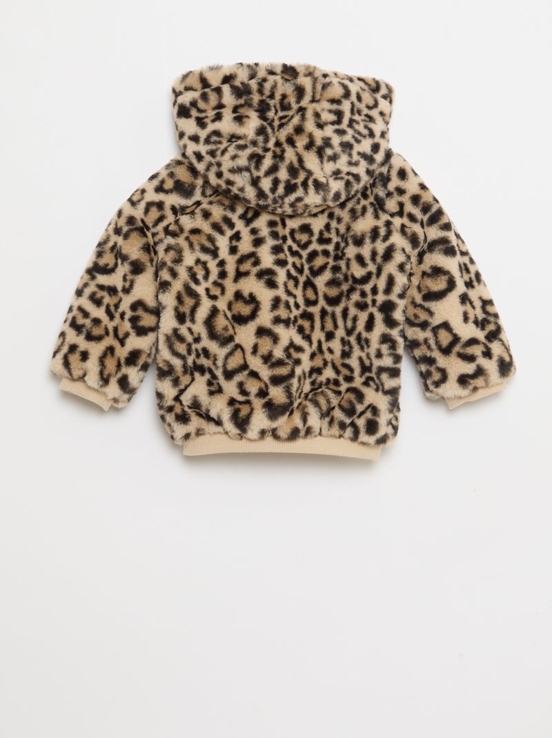 Chaqueta de pelo sintético con capucha Marron - Kiabi