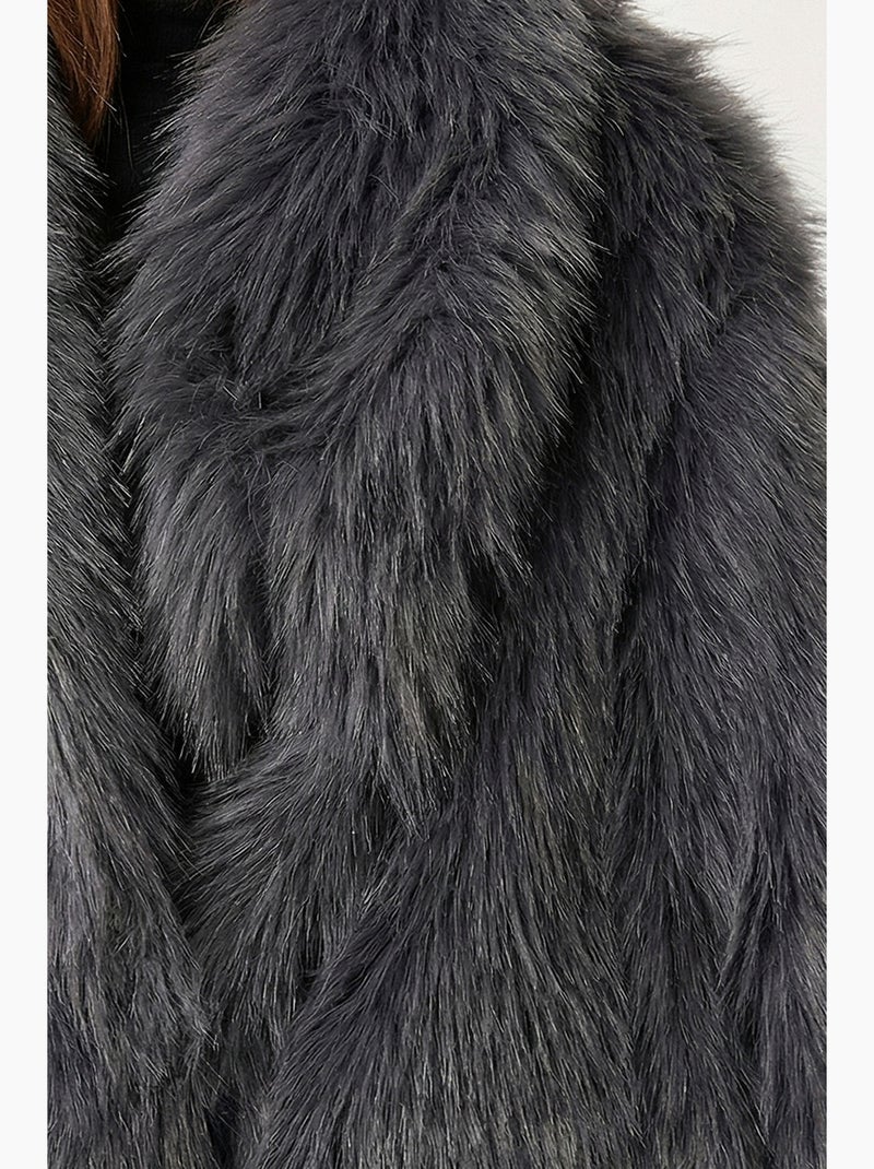 Chaqueta de pelo sintético con cuello chal istanbul Gris - Kiabi