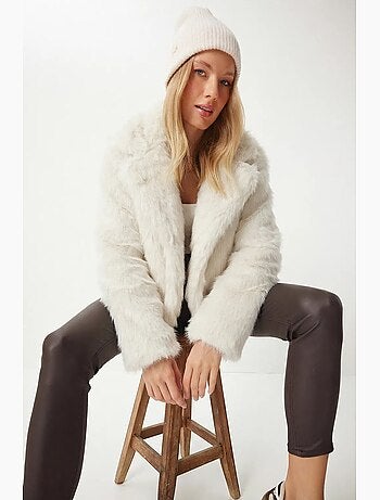 Chaqueta de pelo sintético con cuello chal istanbul