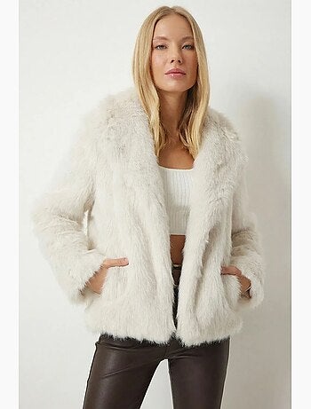 Chaqueta de pelo sintético con cuello chal istanbul
