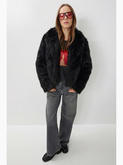 Chaqueta de pelo sintético con cuello chal istanbul - Kiabi