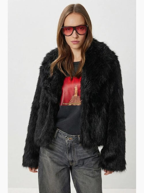 Chaqueta de pelo sintético con cuello chal istanbul - Kiabi