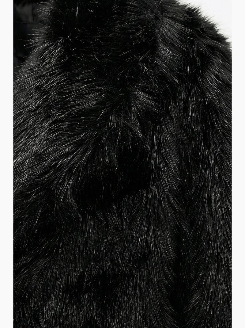 Chaqueta de pelo sintético con cuello chal istanbul Negro - Kiabi