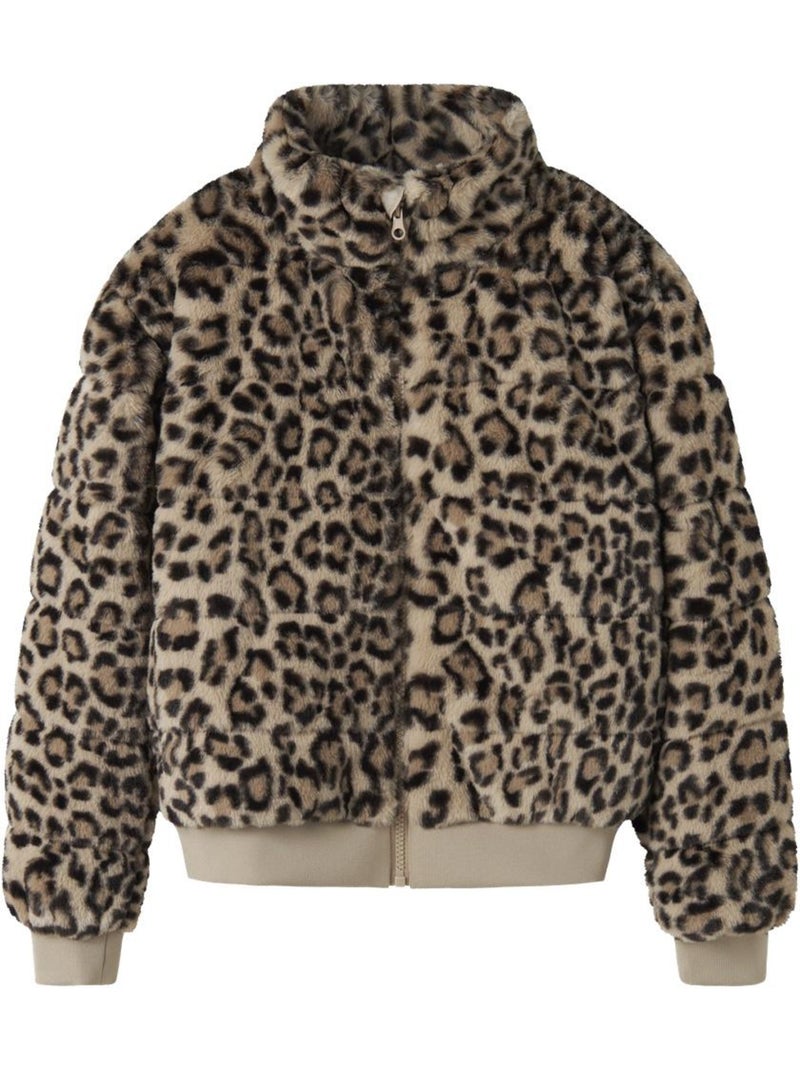 Chaqueta de pelo sintético con estampado para niña name it Beige - Kiabi