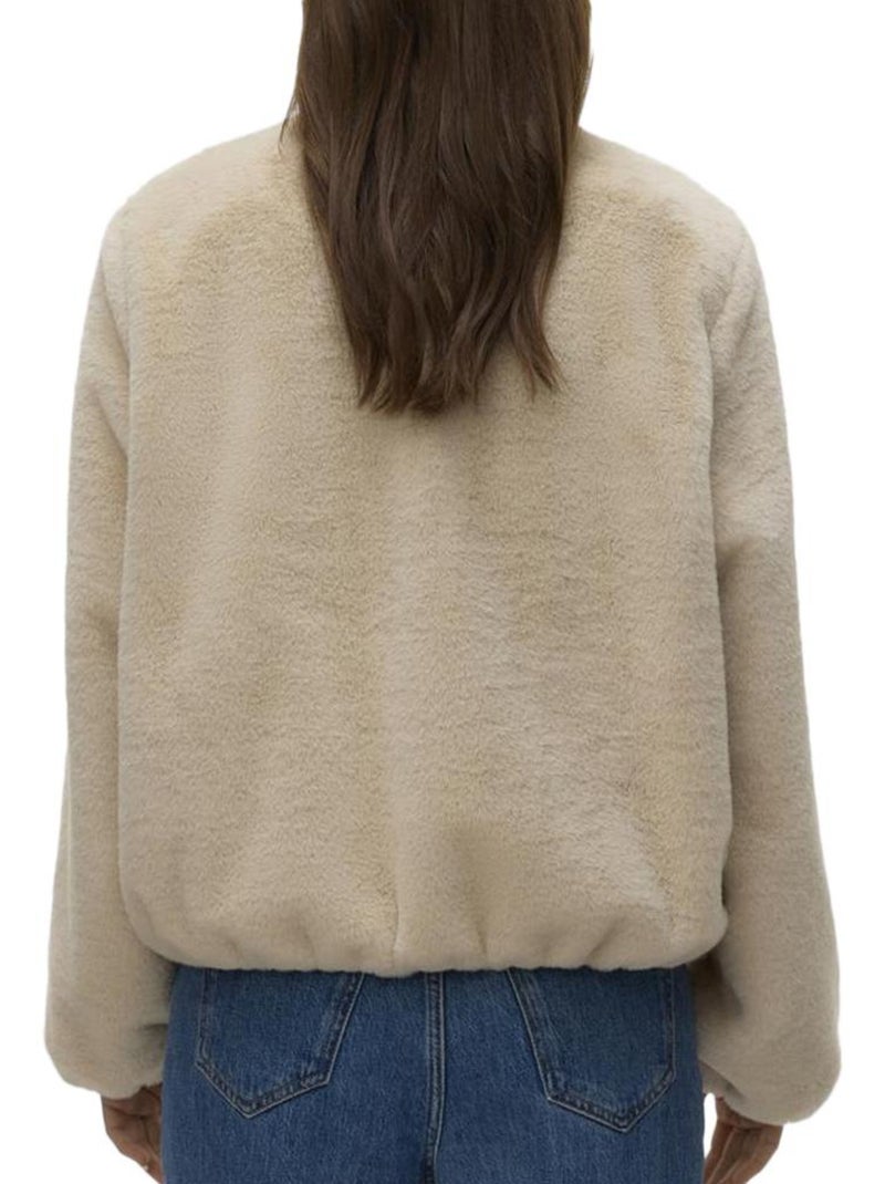 Chaqueta de Pelo Sintético Vero Moda para Mujer Beige - Kiabi