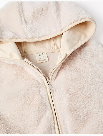 Chaqueta de peluche con capucha y bolsillos