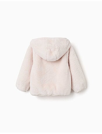 Chaqueta de peluche con capucha y cremallera frontal