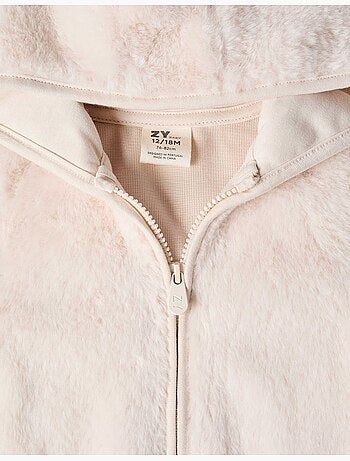 Chaqueta de peluche con capucha y cremallera frontal