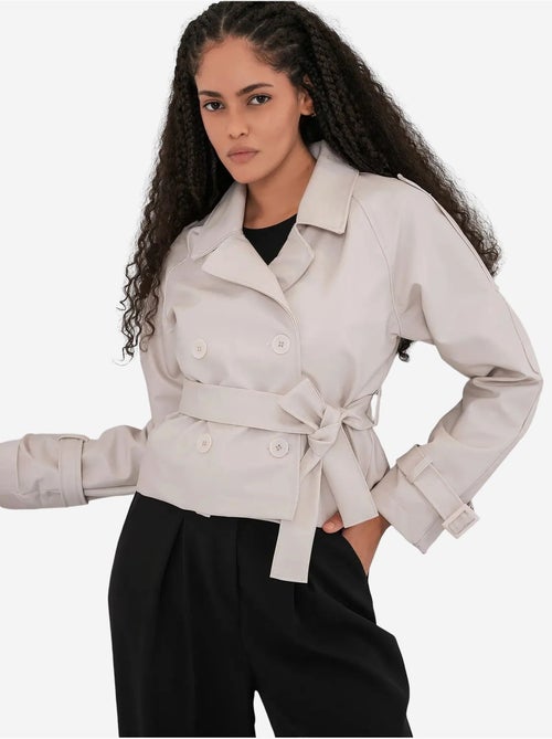 Chaqueta de piel sintética con cinturón bdart - Kiabi Chaqueta de piel sintética con cinturón bdart - Kiabi