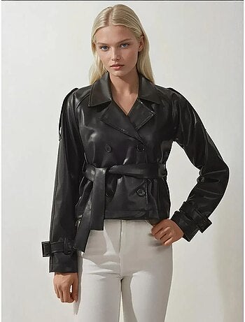 Chaqueta de piel sintética con cinturón bdart