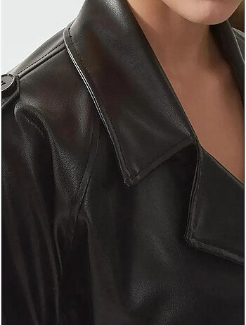 Chaqueta de piel sintética con cinturón bdart