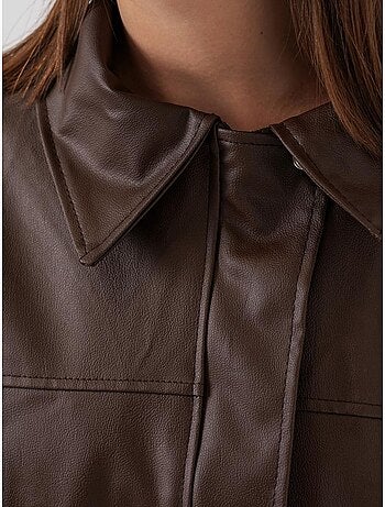Chaqueta de piel sintética con cremallera y cuello camisero bdart