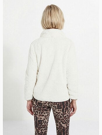 Chaqueta de piel sintética con cuello alto y mangas largas. - Afibel