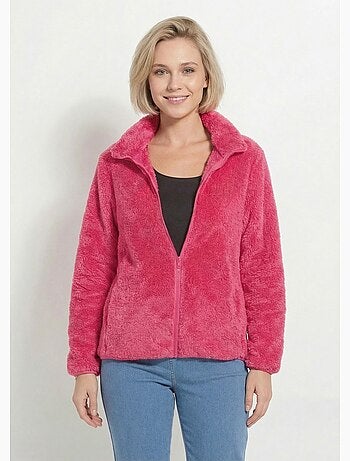 Chaqueta de piel sintética con cuello alto y mangas largas. - Afibel