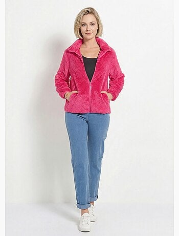 Chaqueta de piel sintética con cuello alto y mangas largas. - Afibel