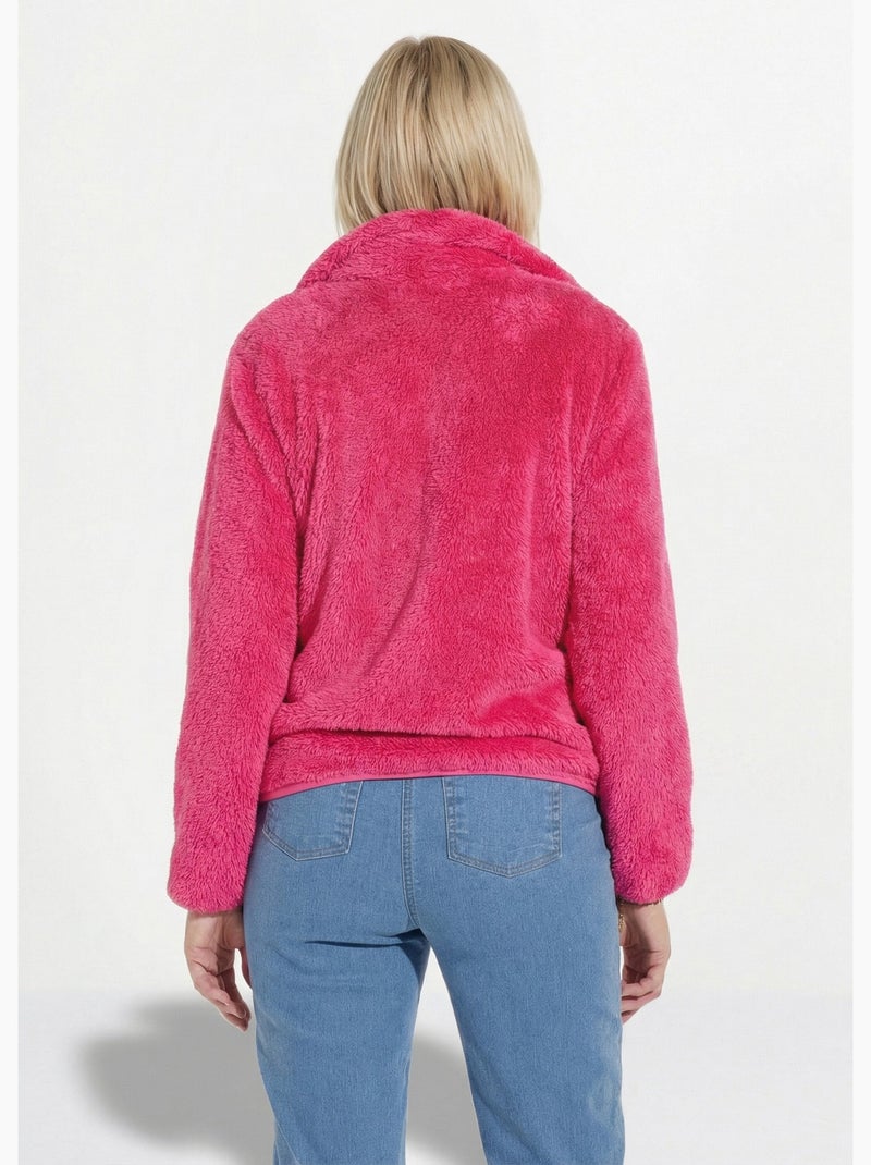 Chaqueta de piel sintética con cuello alto y mangas largas. - Afibel Rosa fucsia - Kiabi