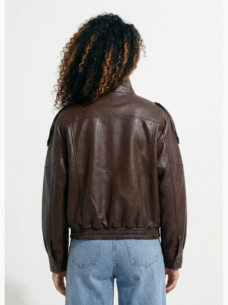 Chaqueta de piel sintética de inspiración vintage - AFIBEL Marrón - Kiabi
