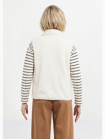 Chaqueta de piel sintética sin mangas con cuello alto - Afibel