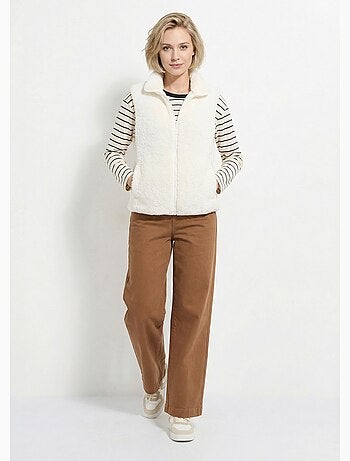 Chaqueta de piel sintética sin mangas con cuello alto - Afibel