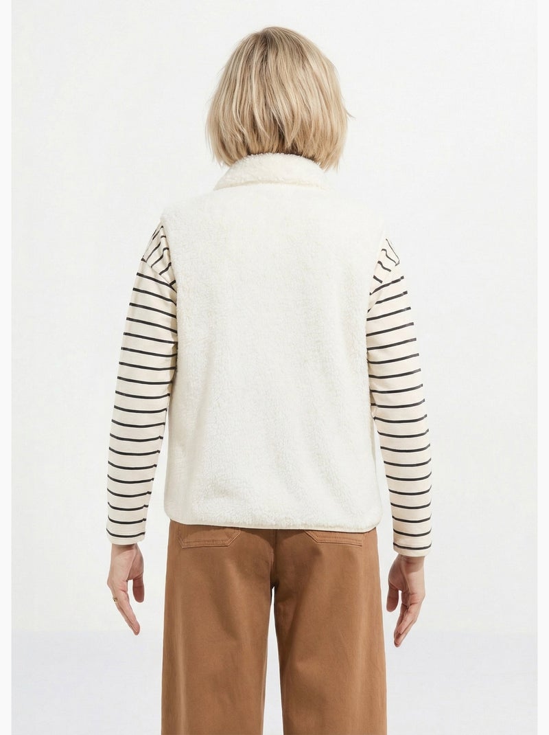 Chaqueta de piel sintética sin mangas con cuello alto - Afibel Crudo - Kiabi