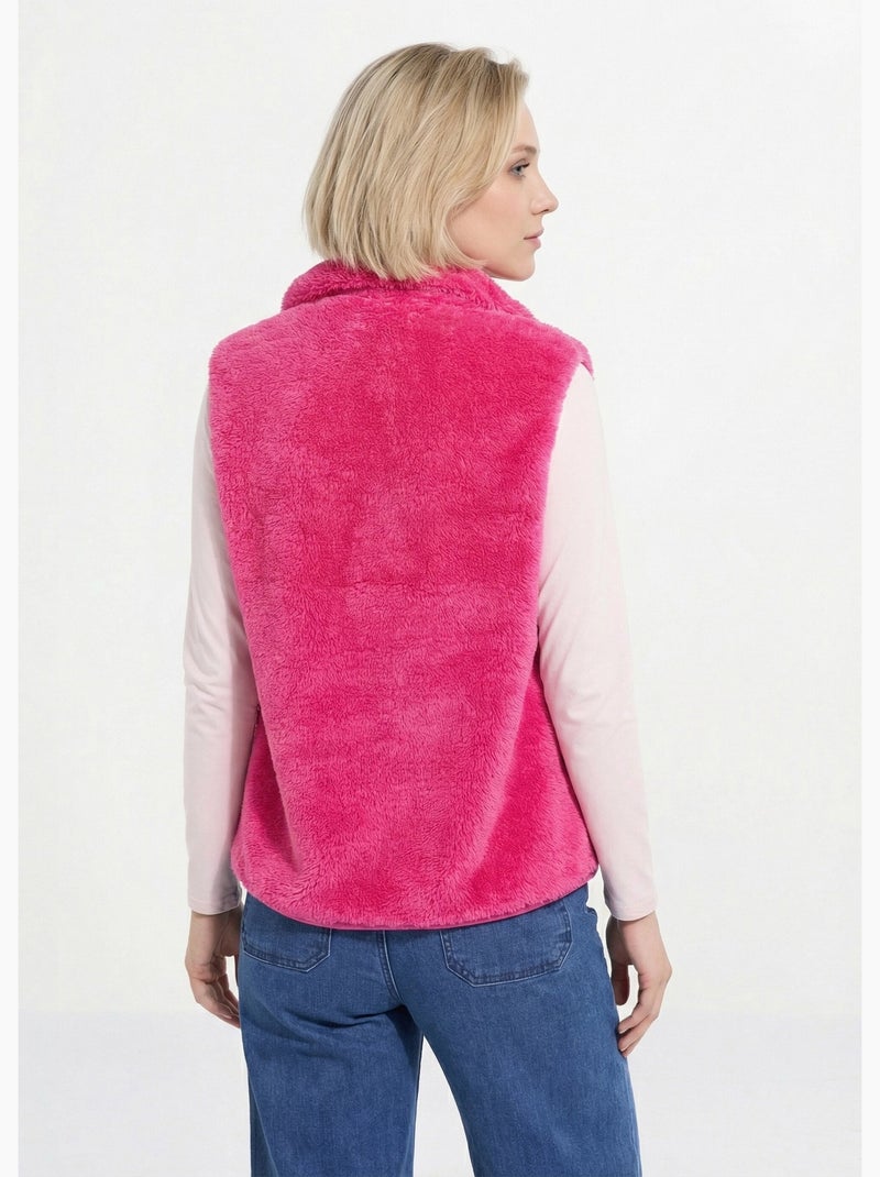 Chaqueta de piel sintética sin mangas con cuello alto - Afibel Rosa fucsia - Kiabi
