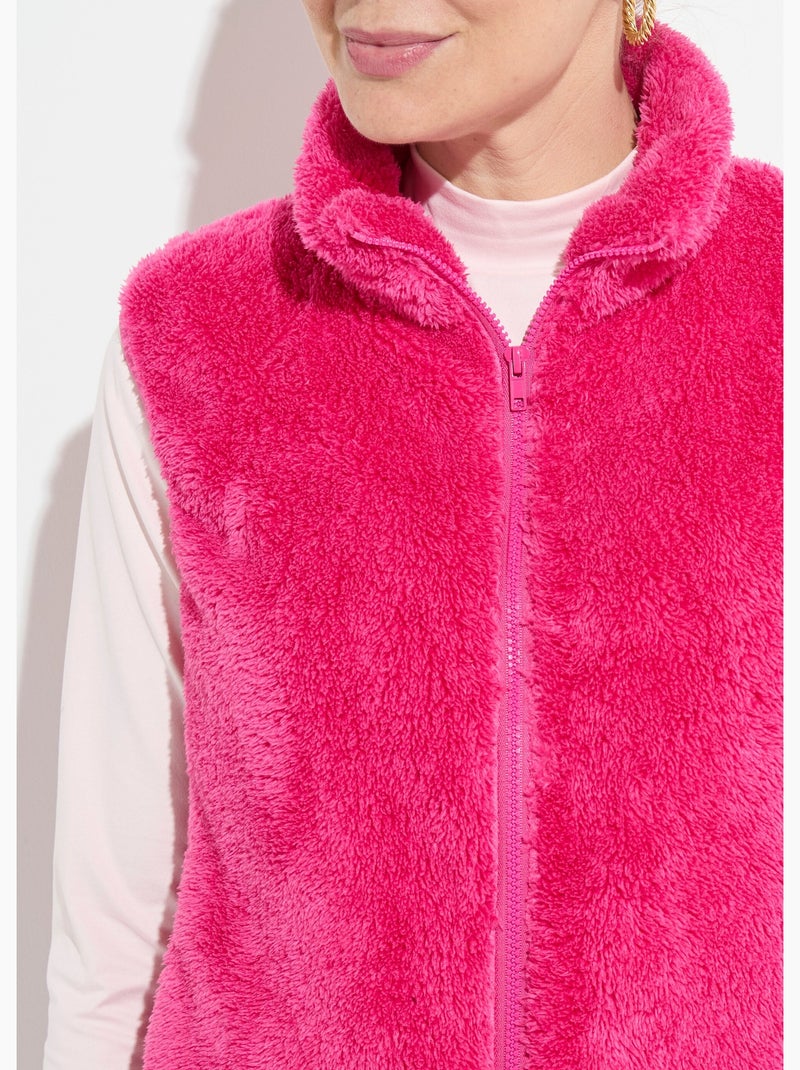 Chaqueta de piel sintética sin mangas con cuello alto - Afibel Rosa fucsia - Kiabi