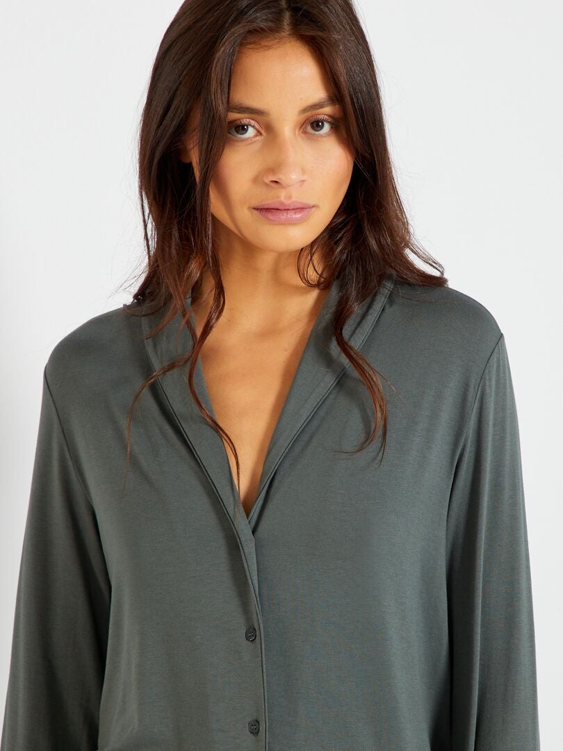 Chaqueta de pijama de viscosa gris oscuro - Kiabi