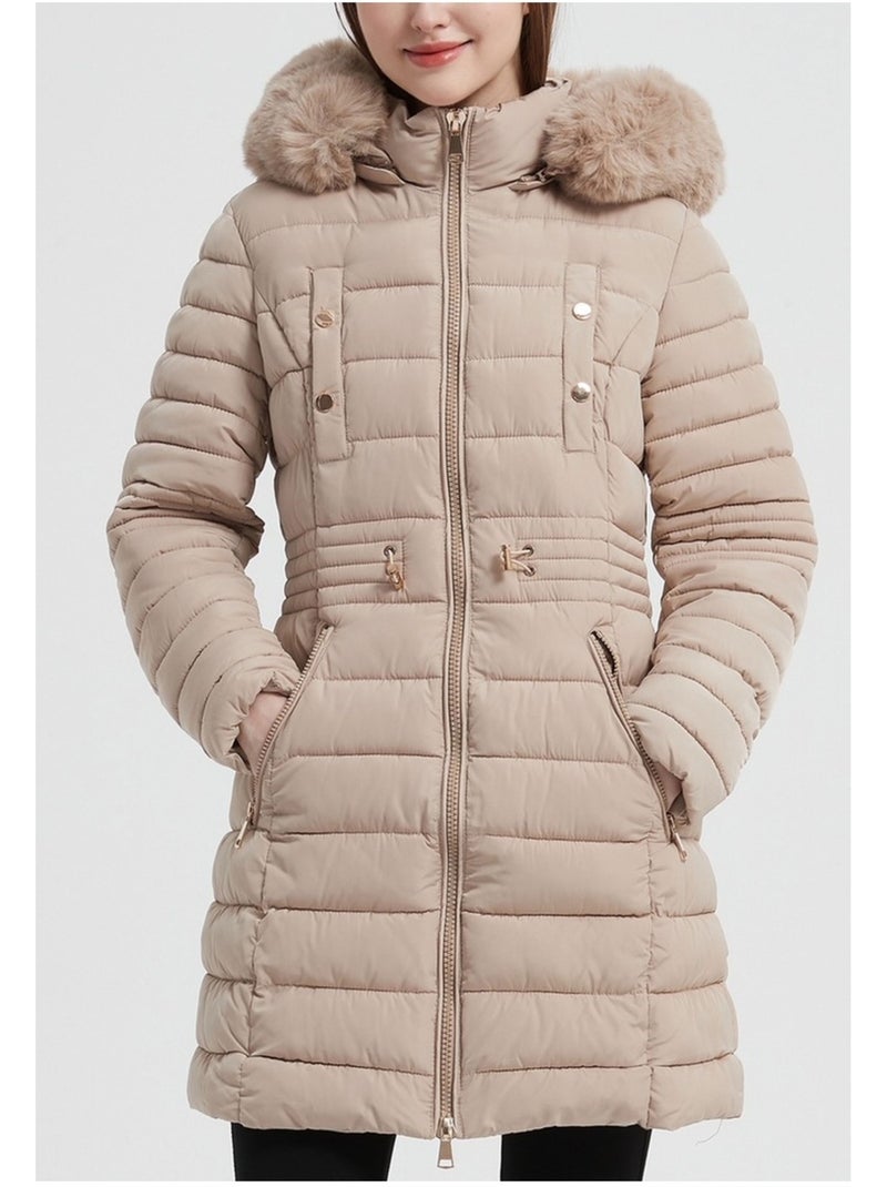 Chaqueta de plumón de longitud media Kebello Beige - Kiabi