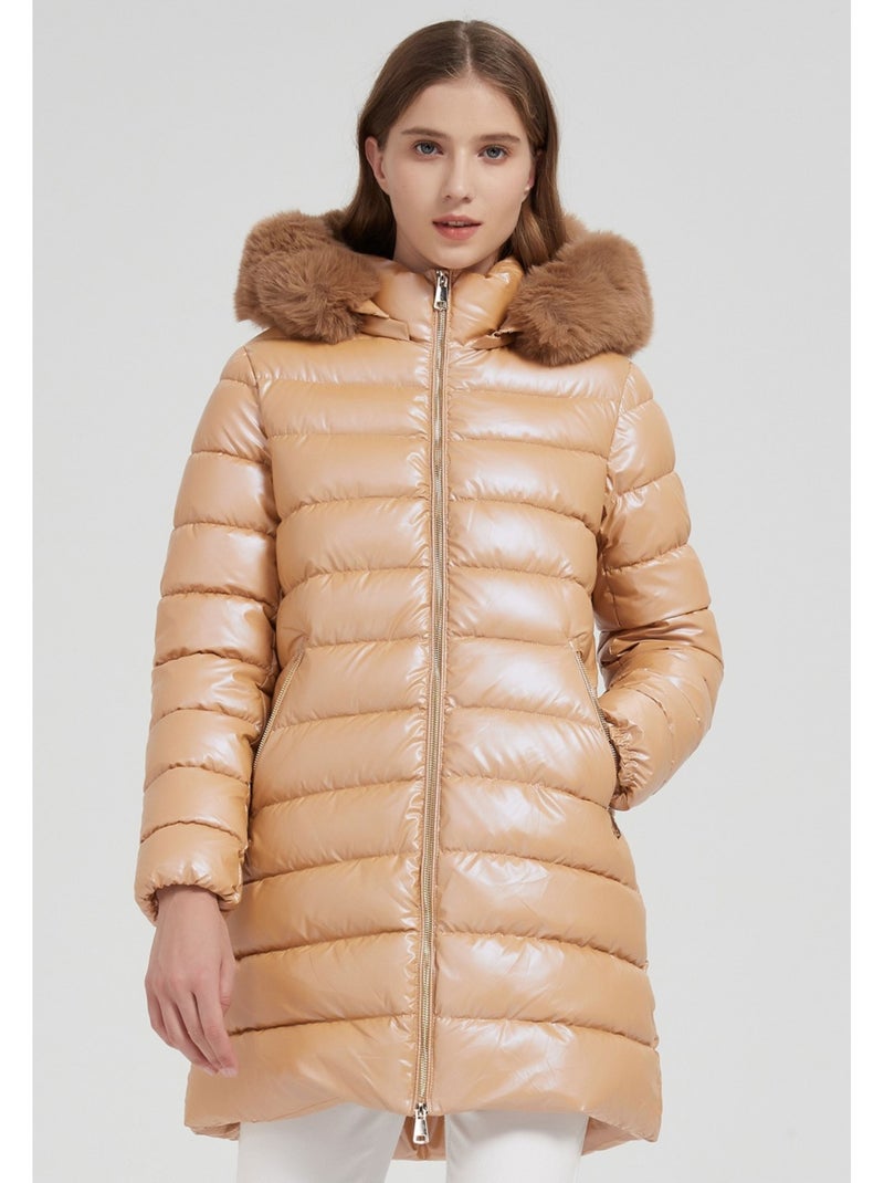 Chaqueta de plumón de longitud media kebello Beige - Kiabi