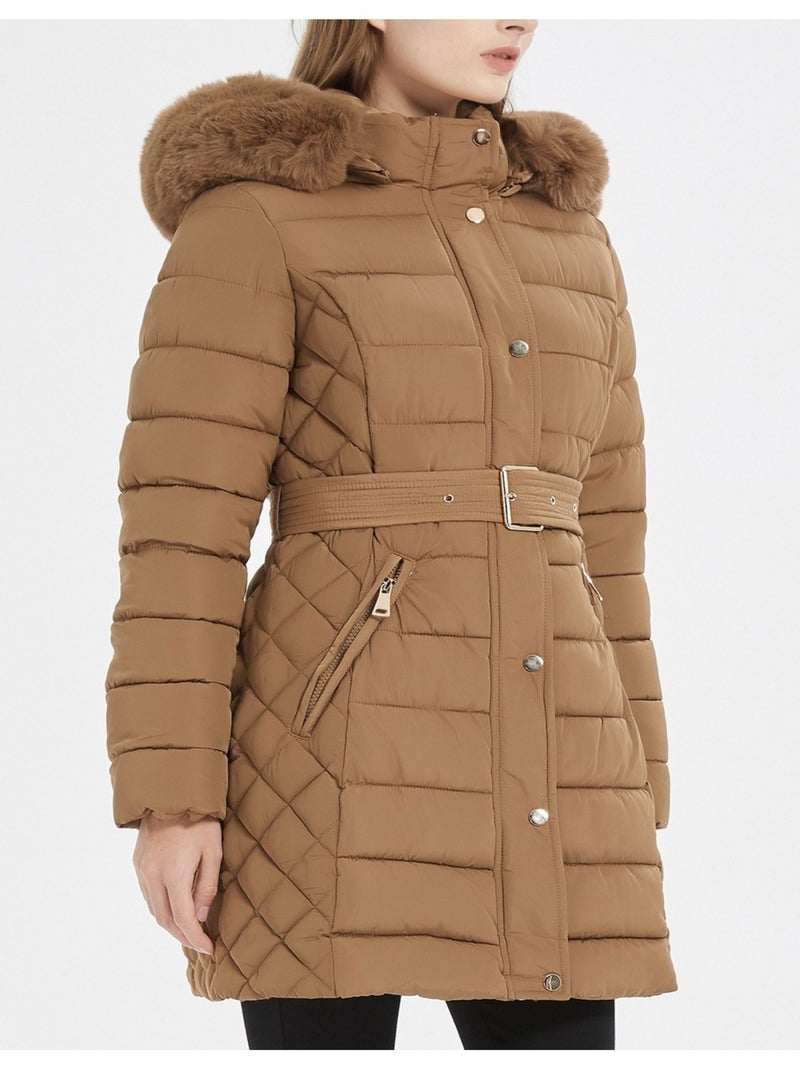 Chaqueta de plumón de longitud media Kebello Marrón - Kiabi