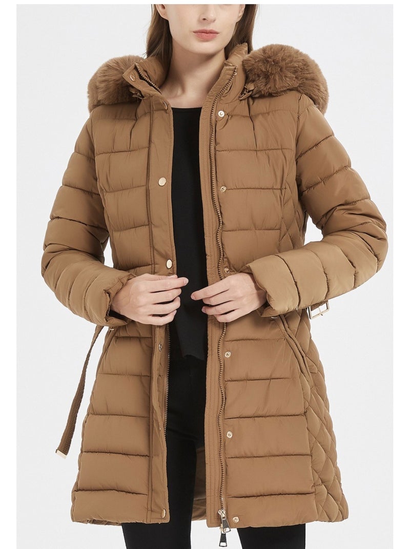 Chaqueta de plumón de longitud media Kebello Marrón - Kiabi