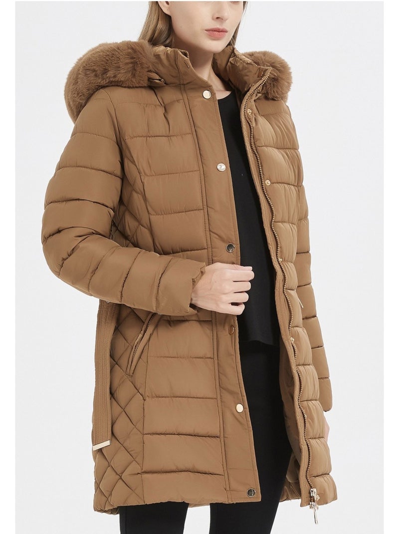 Chaqueta de plumón de longitud media Kebello Marrón - Kiabi