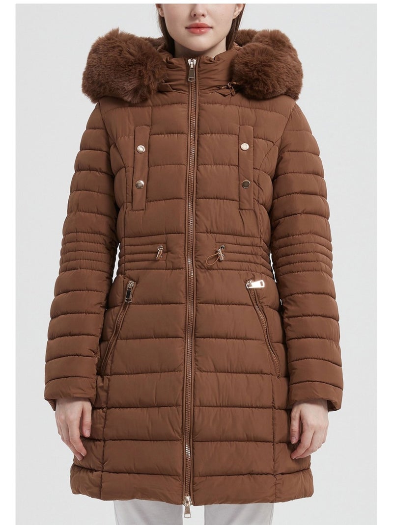 Chaqueta de plumón de longitud media Kebello Marrón - Kiabi