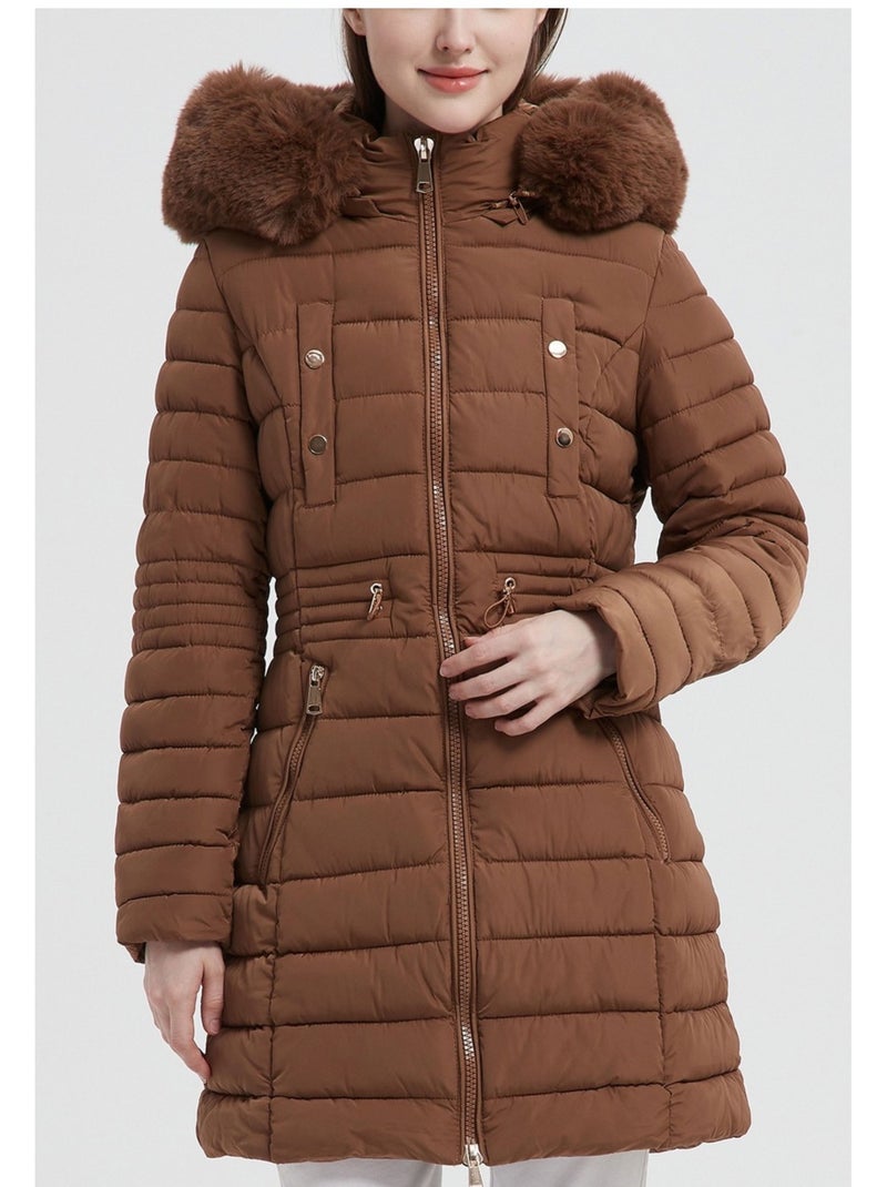 Chaqueta de plumón de longitud media Kebello Marrón - Kiabi