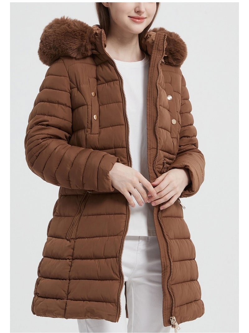 Chaqueta de plumón de longitud media Kebello Marrón - Kiabi